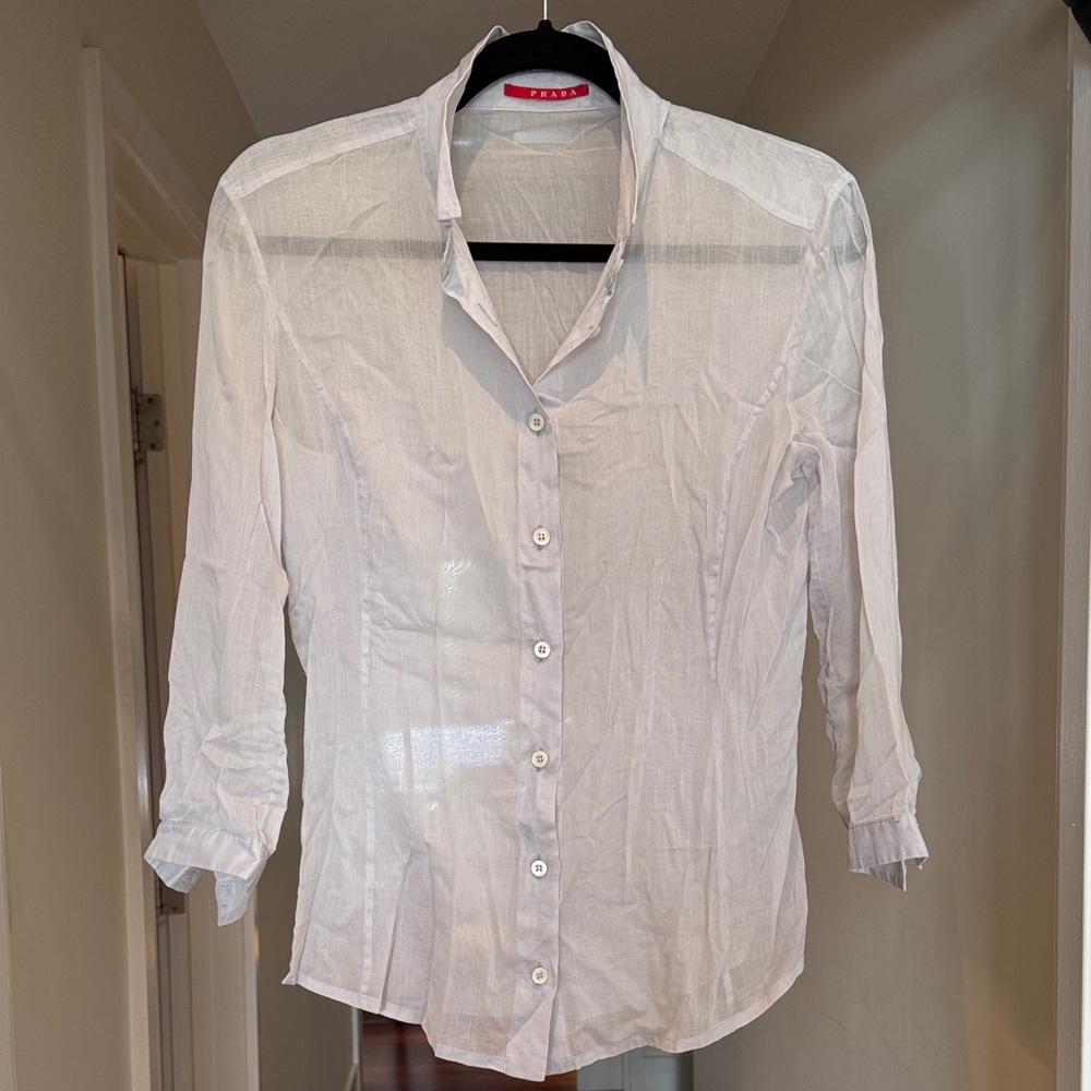 Prada Sheer Light Blue Button Up (S)